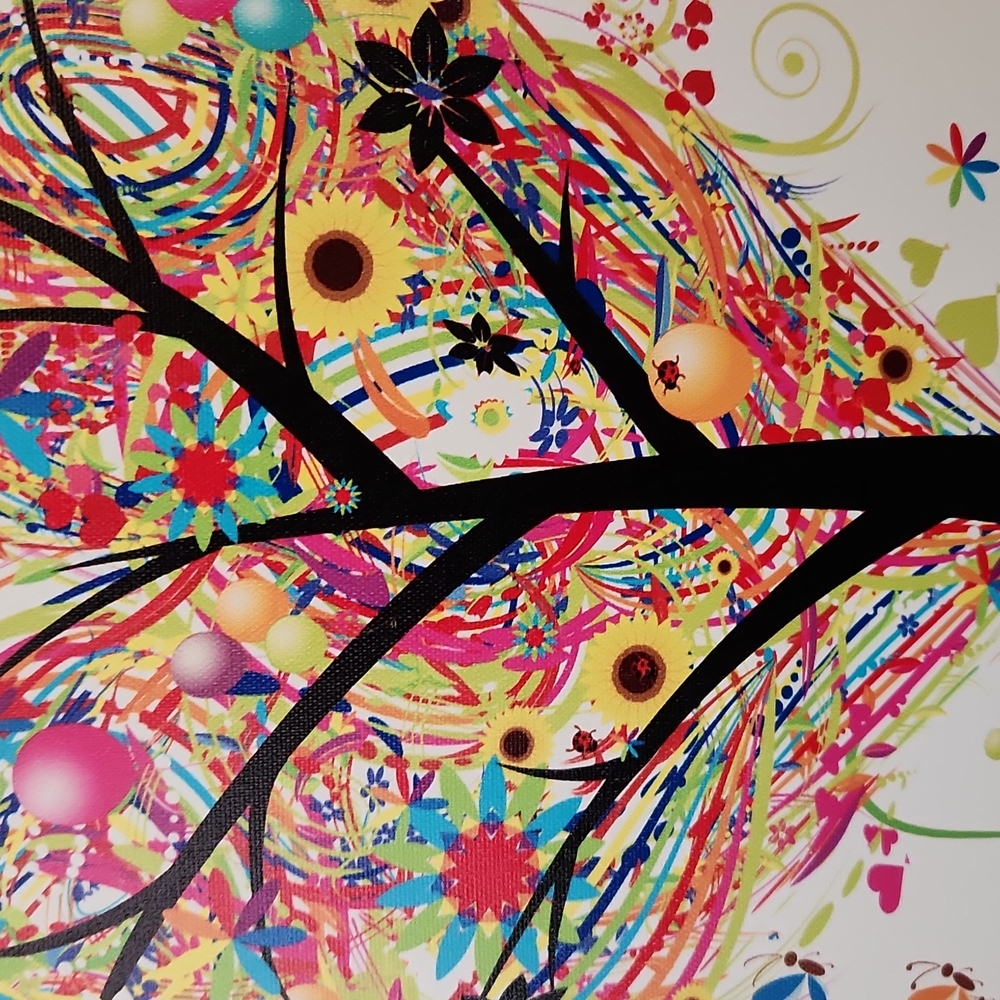 multi coloured heart tree print on canvas, - Picture 6 of 7